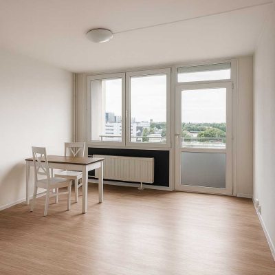 Geräumiges Zimmer mit Balkon und Esstisch im Studentenwohnheim Hildebrandstraße Dresden